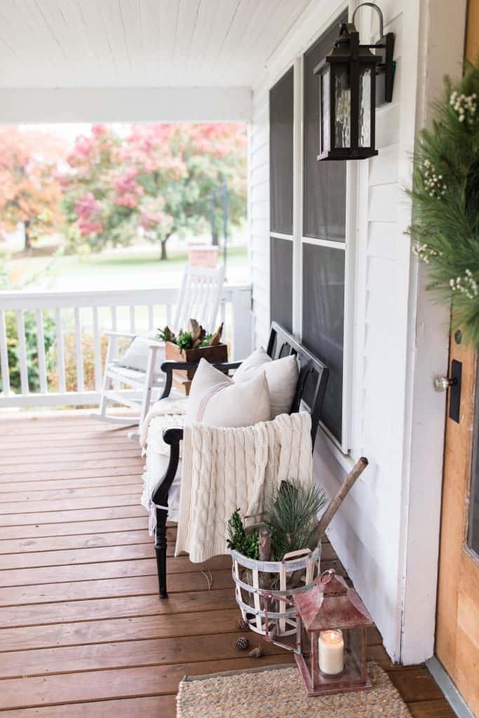 christmas farmhouse front porch decorating