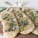Easy Sourdough Flatbread with garlic and herbs no wait sourdough recipe