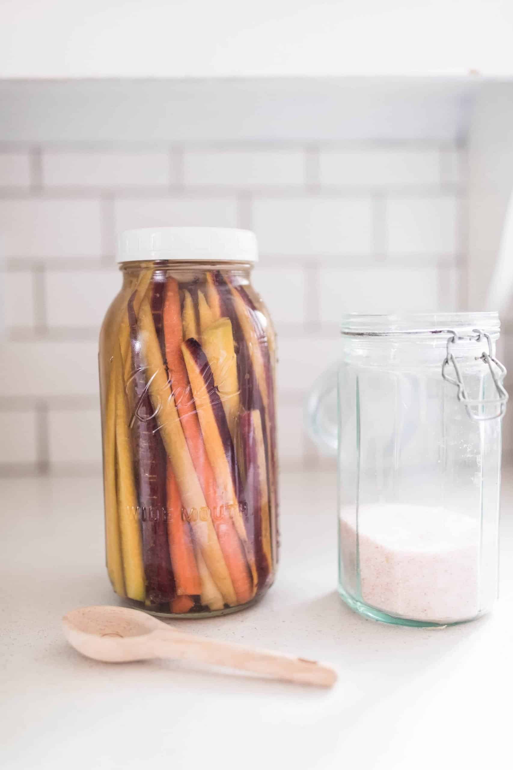 fermented vegetables in mason jar