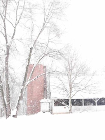 old white barn in the snow farmhouse on boone new homestead