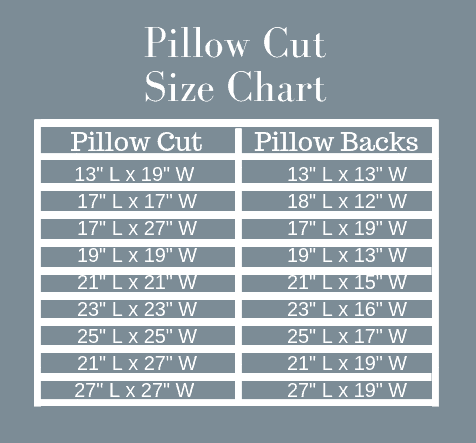 Pillow Cut Size Chart