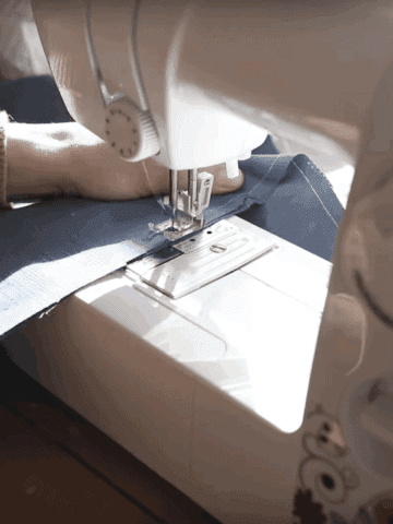 sewing the seam on pillow cover