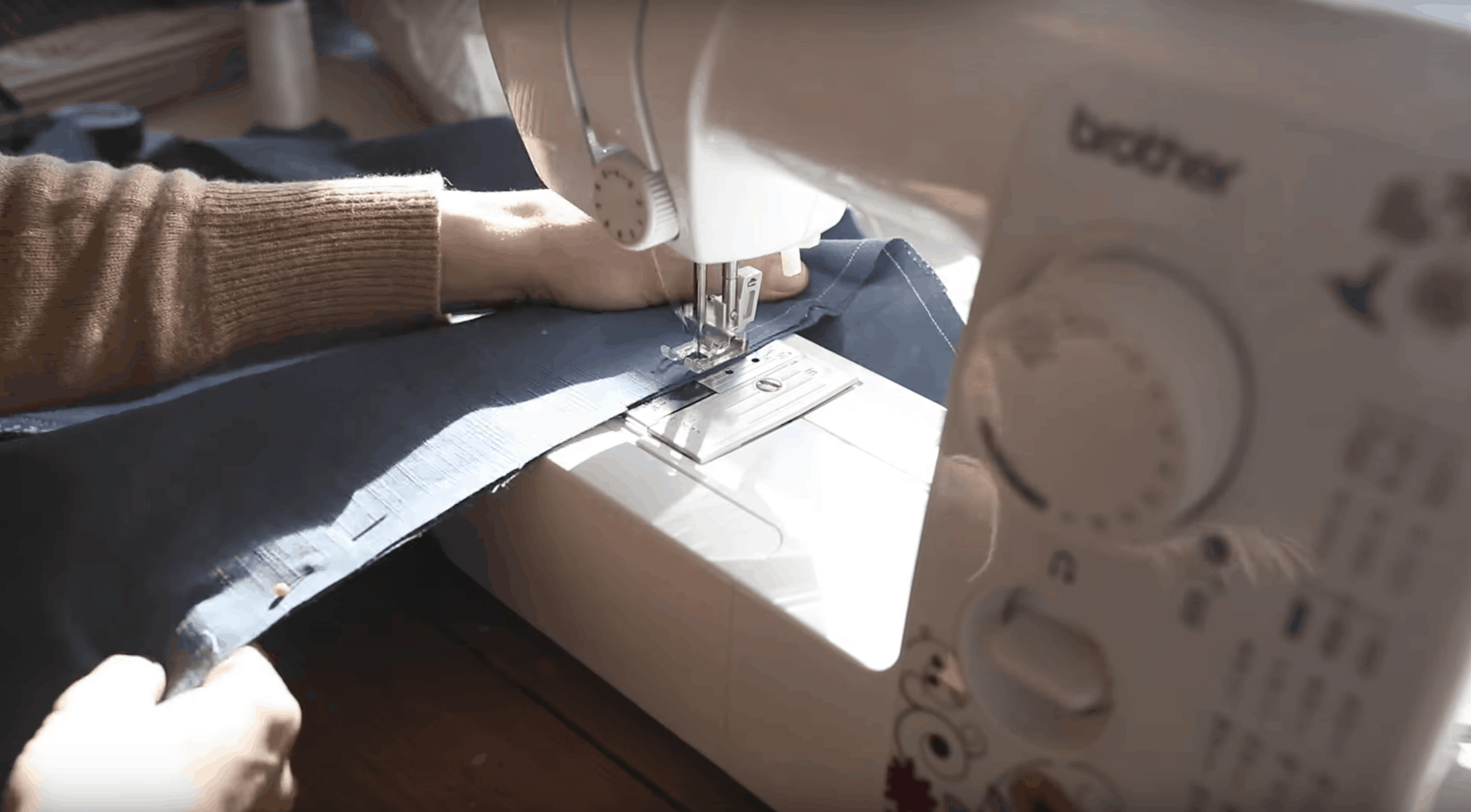 sewing the seam on pillow cover
