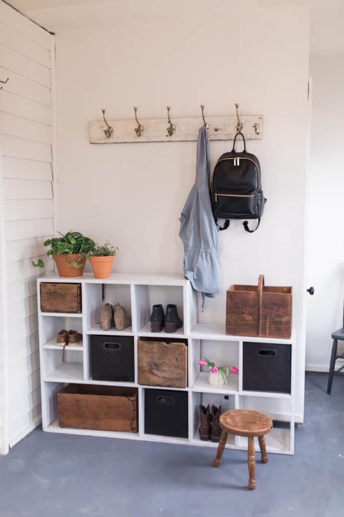 diy farmhouse style mudroom makeover