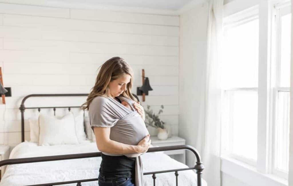 babywearing a newborn