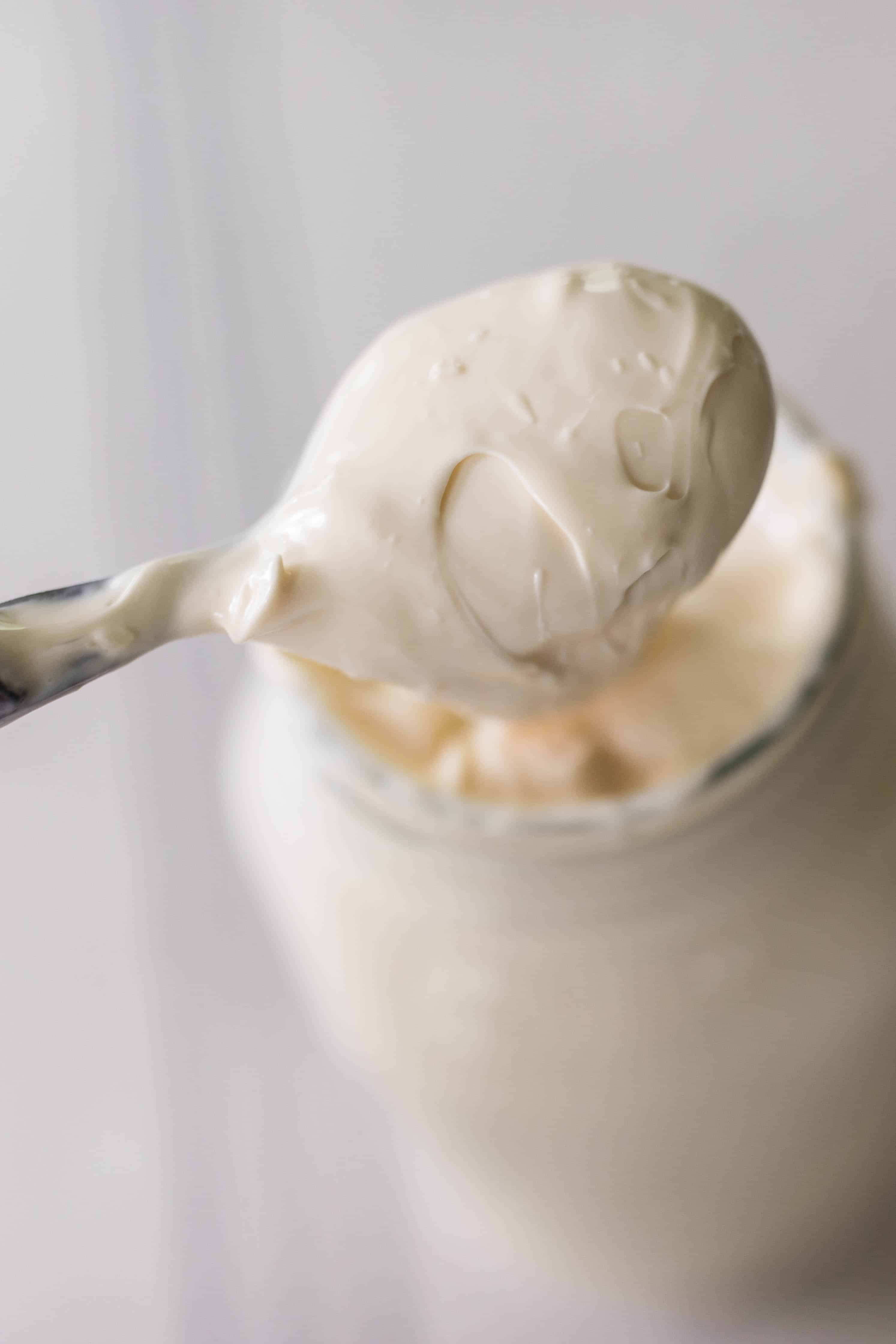 homemade sour cream on a poon