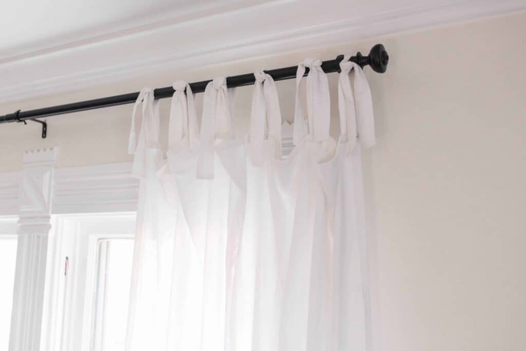 DIY Curtains - white farmhouse tie top curtains