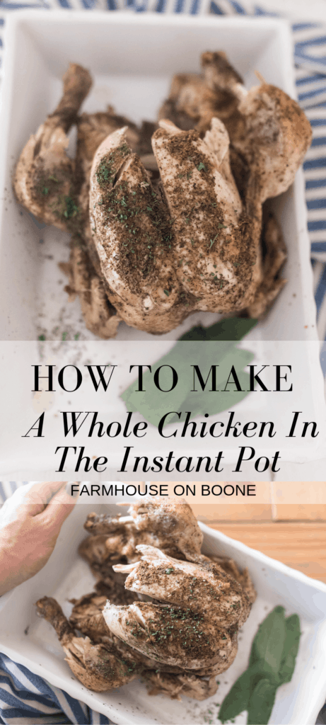 two pictures of Instant Pot Whole Chicken