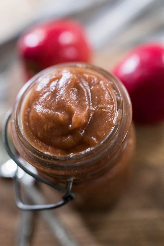 apple butter in a mason jar