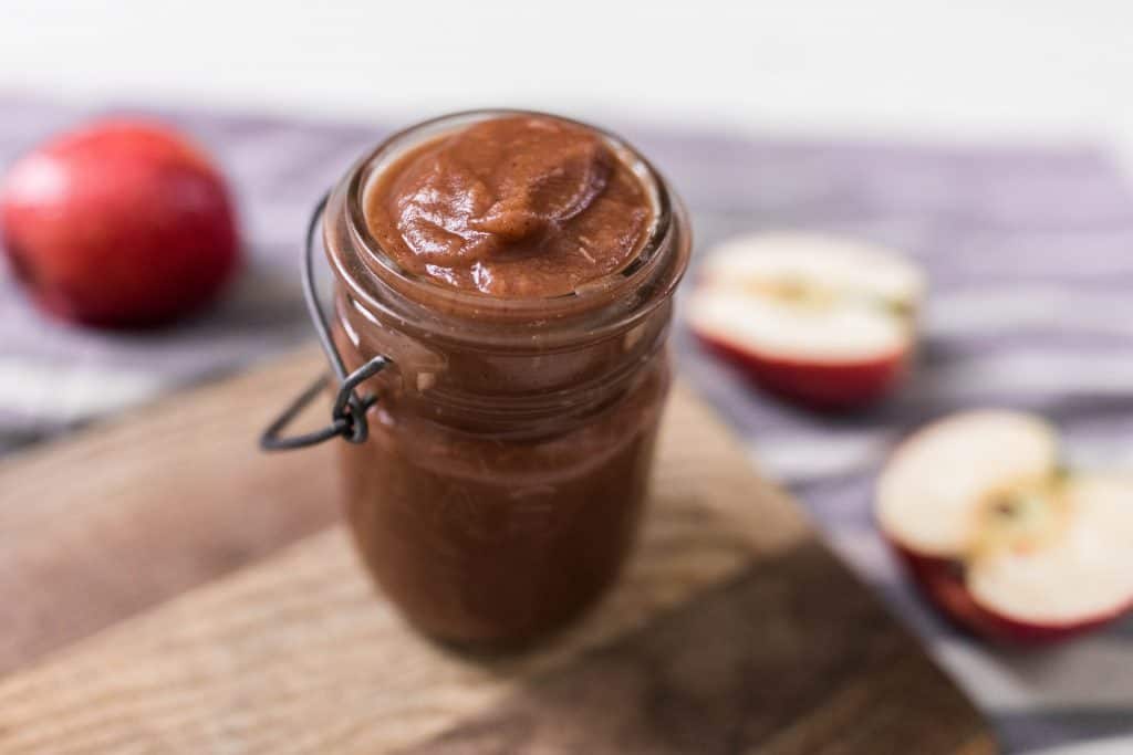 apple butter on cutting board