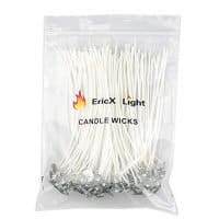 EricX Light 100 Piece Natural Candle Wick, Low Smoke 6" Pre-Waxed & 100% Natural Cotton Core,for Candle Making,Candle DIY