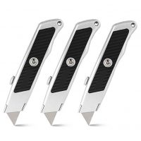 ORIENTOOLS Utility Knife Safety Box Cutter Heavy Duty,Retractable 3-Pack Set, 3 Position Locking Blade