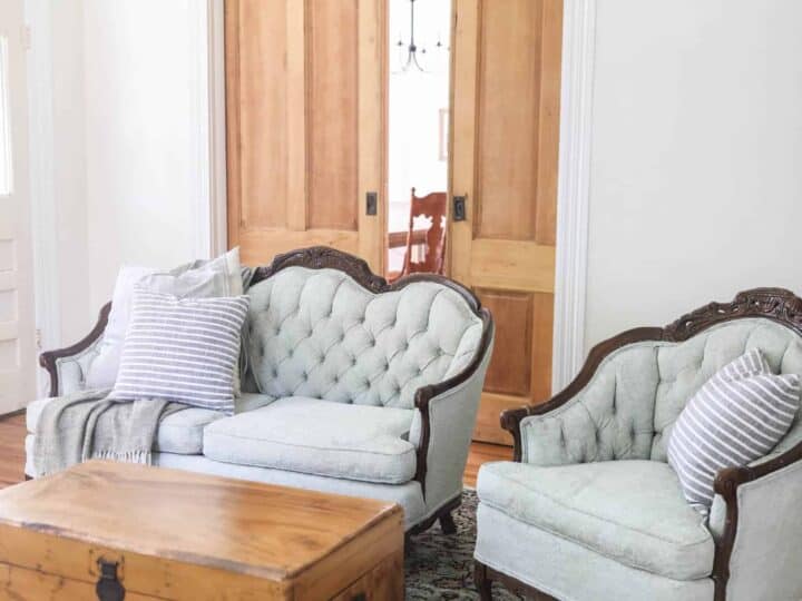 Woman Paints Leather Chair as a Test Before Painting a Couch