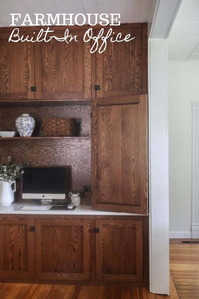 built in cabinetry with quartz countertops to create a built in office nook