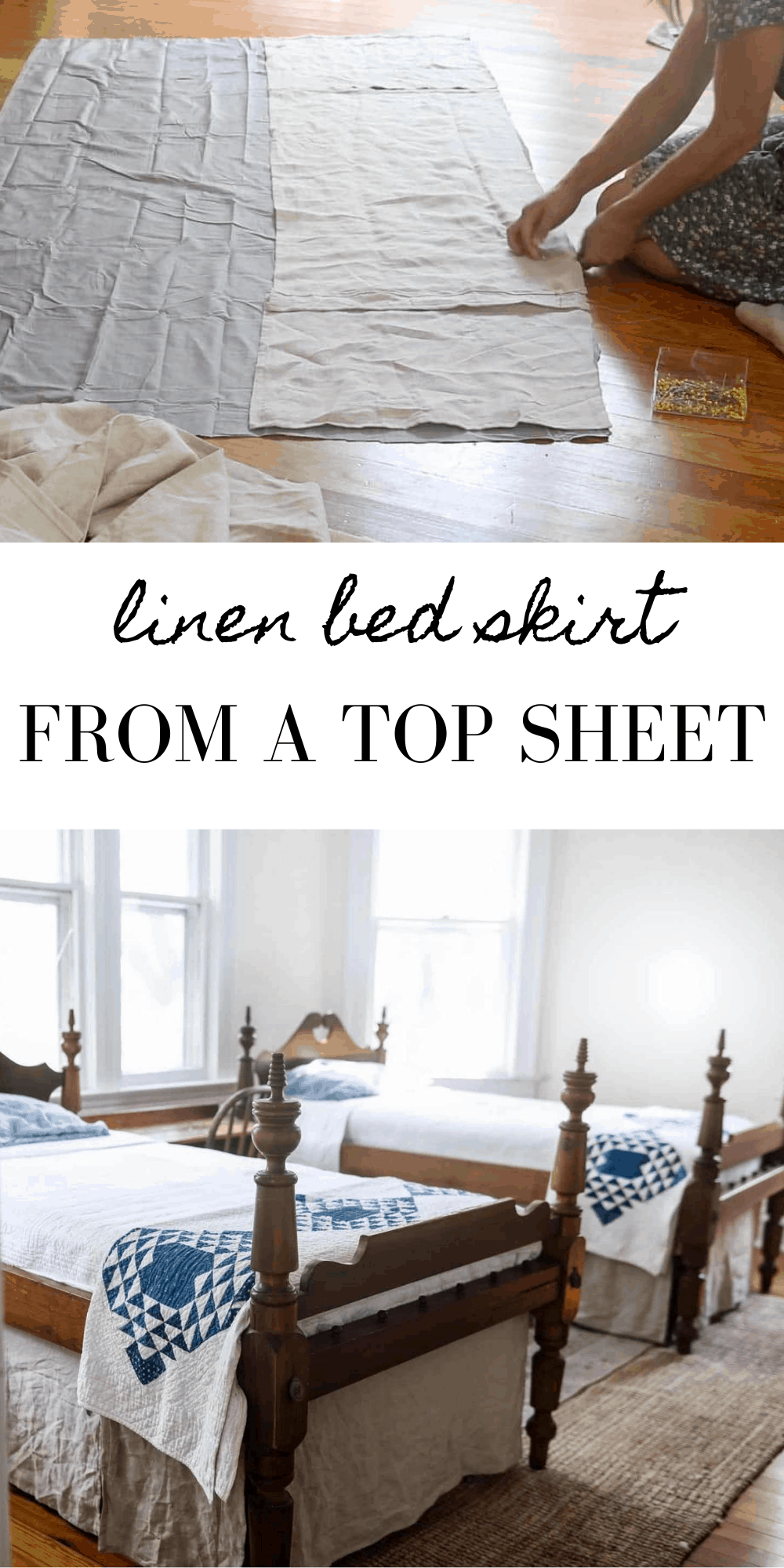 DIY Bed Skirt With Linen Farmhouse on Boone