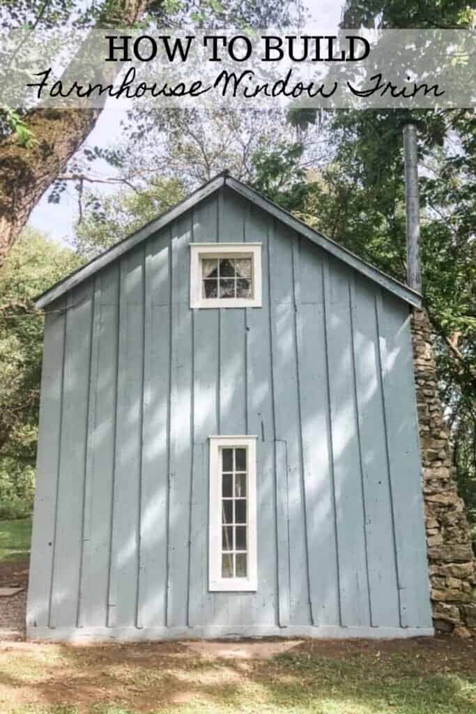 blue cottage with farmhouse window trim