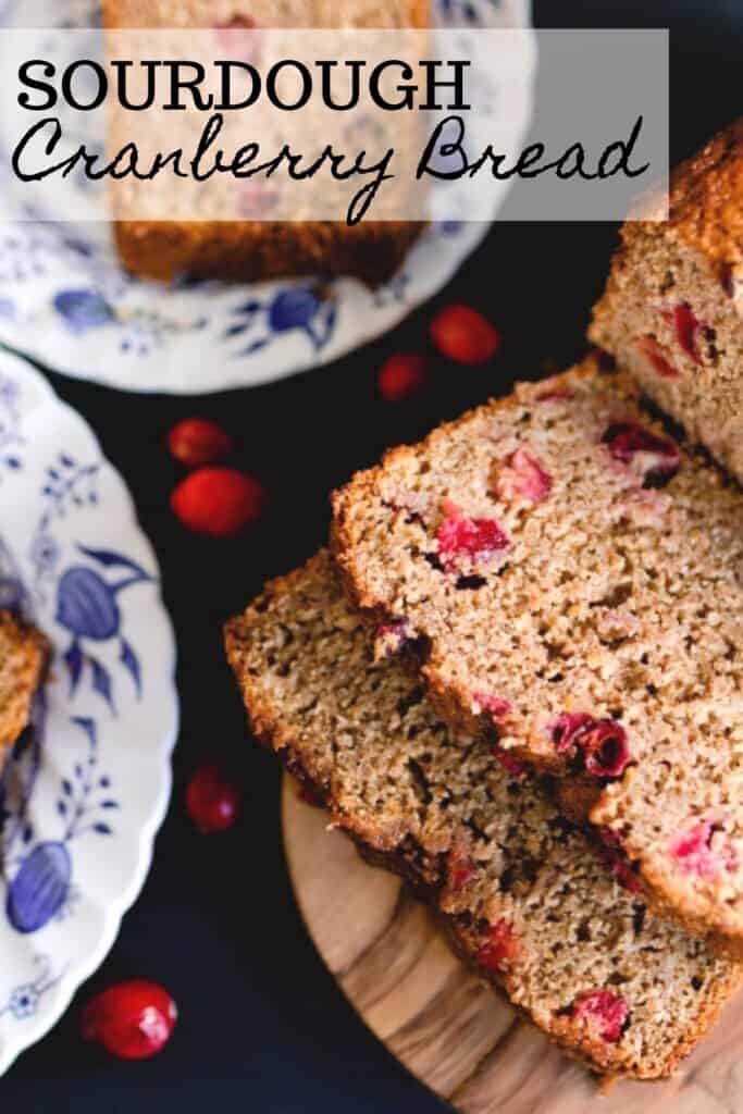 close up of slices of sourdough cranberry bread