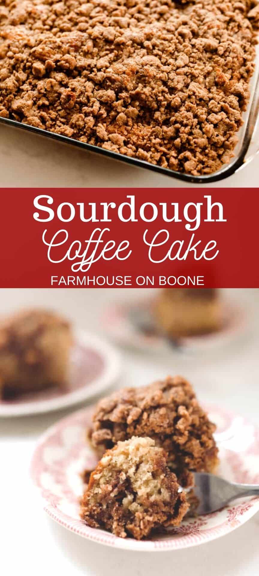 sourdough coffee cake batter in a glass bowl.