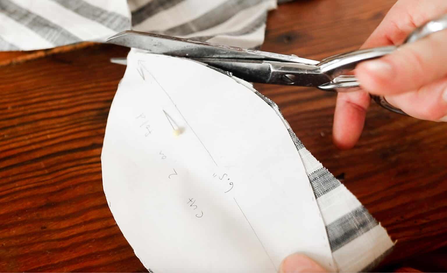 cutting out stripped fabric using a pattern