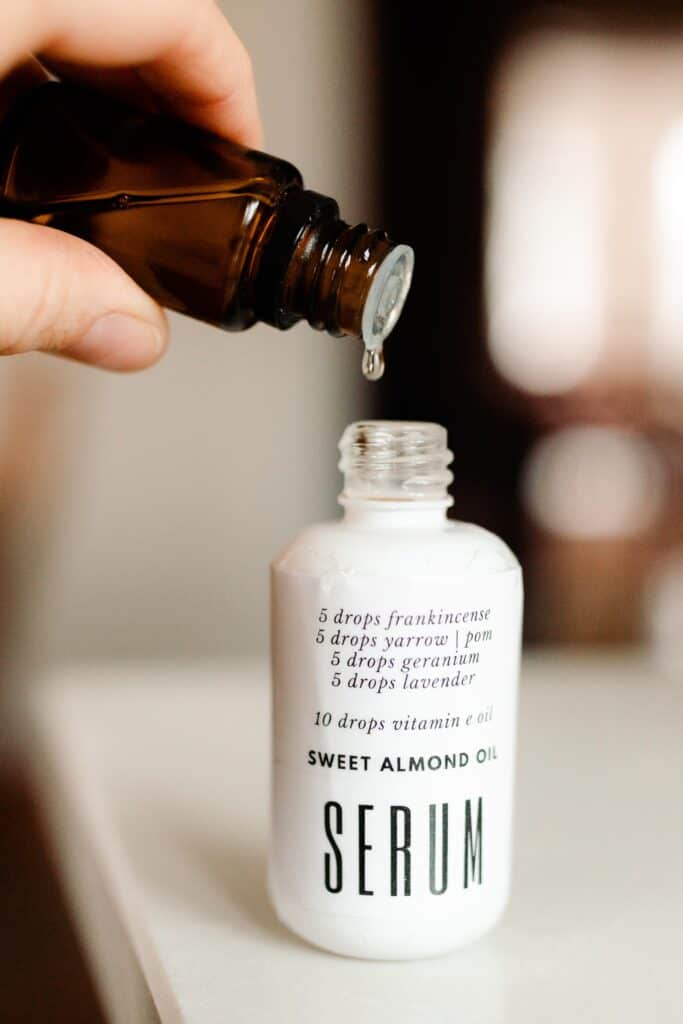 adding essential oils to DIY face serum 