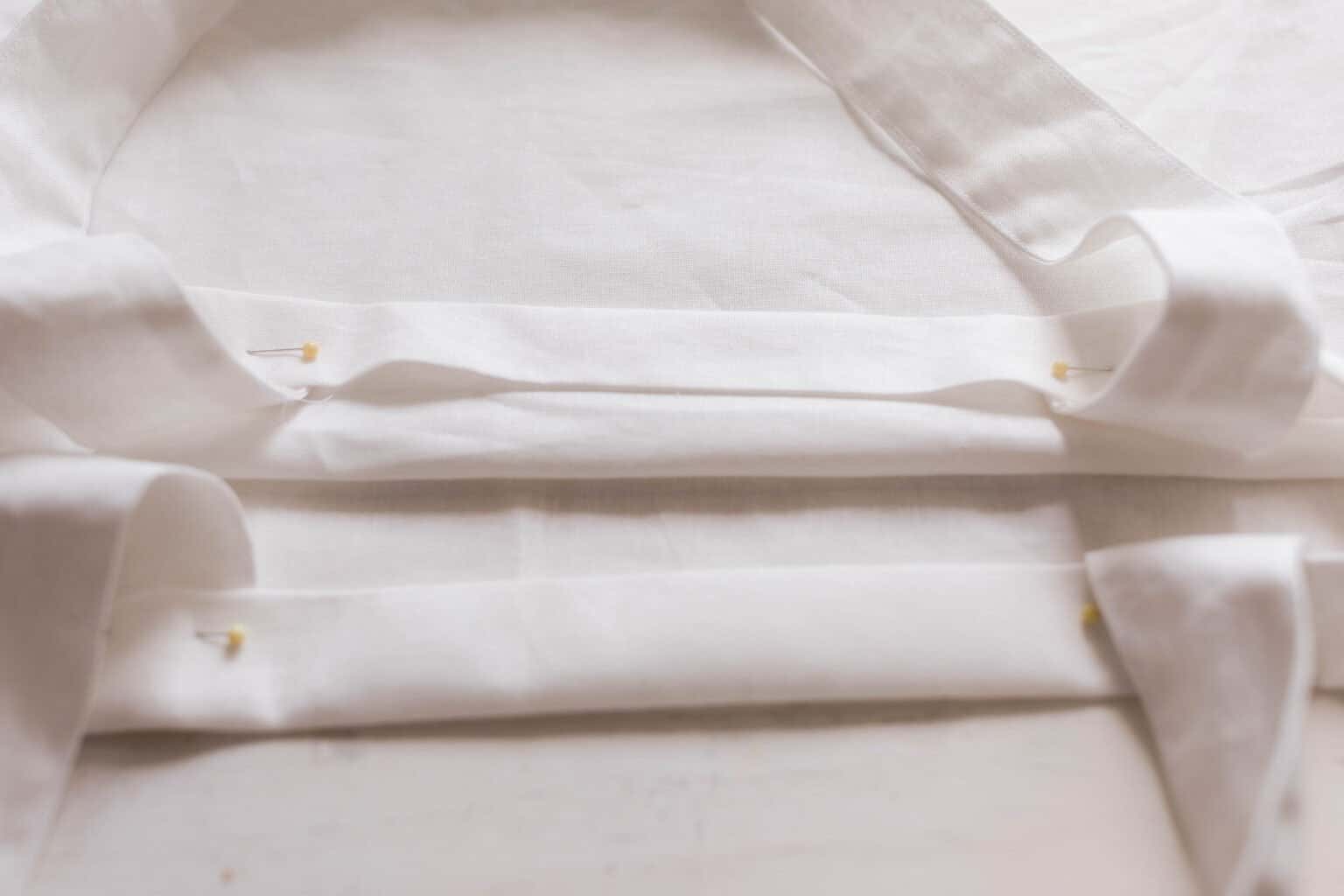 DIY tote bag pinned together