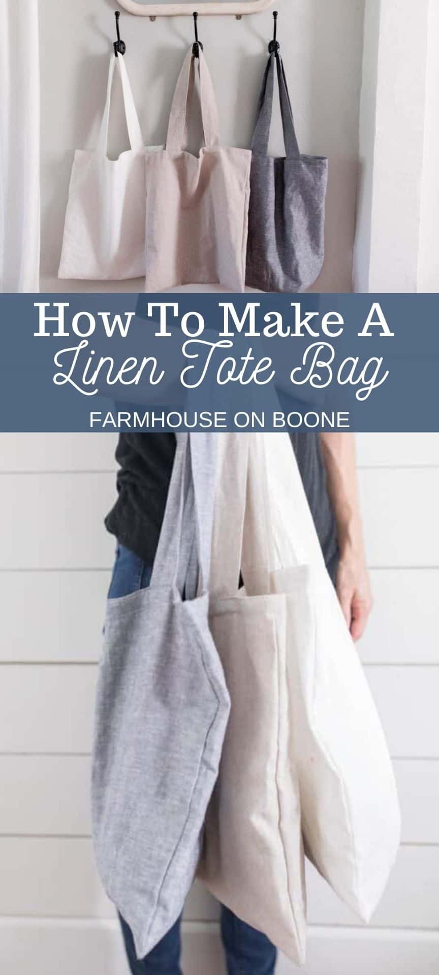 DIY Tote Bag With Linen Farmhouse on Boone