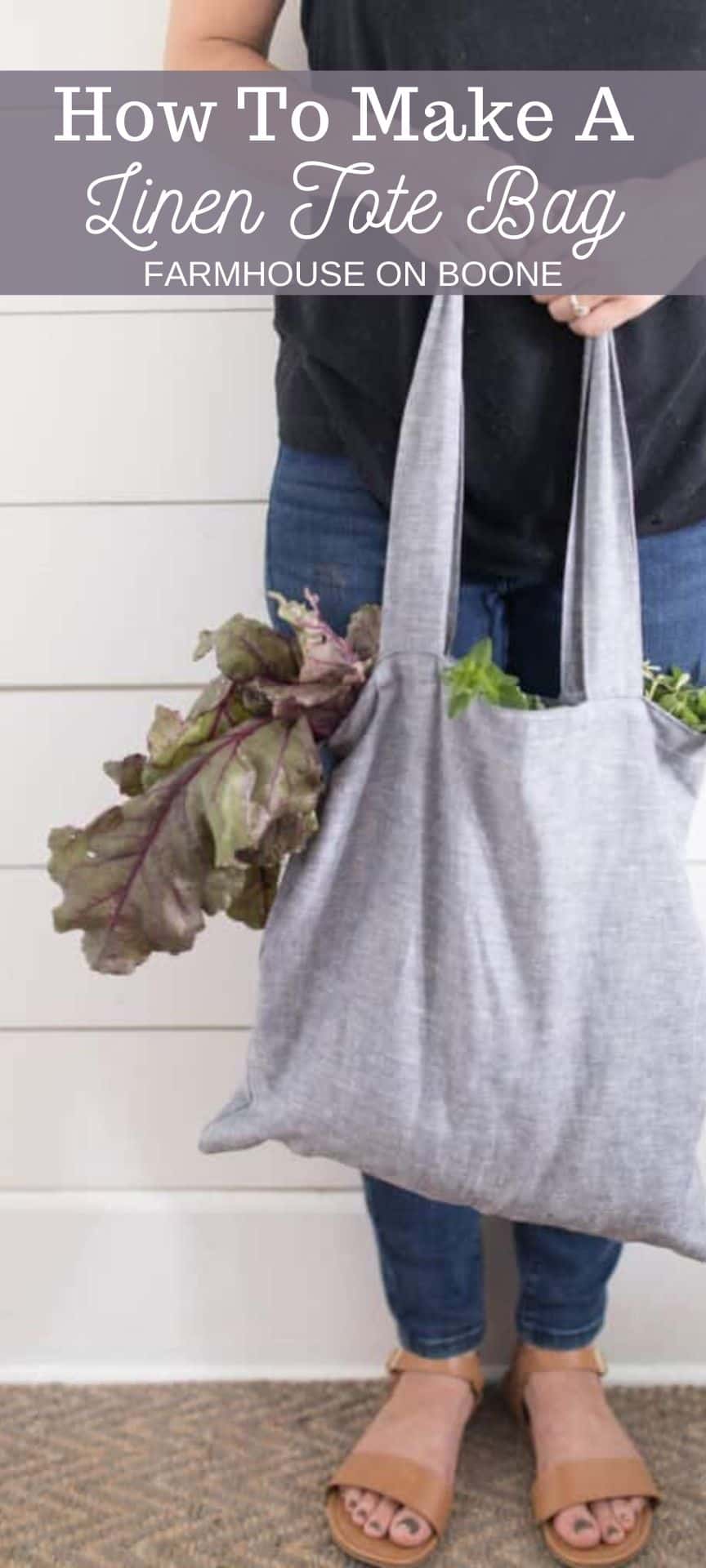 DIY Tote Bag With Linen Farmhouse on Boone