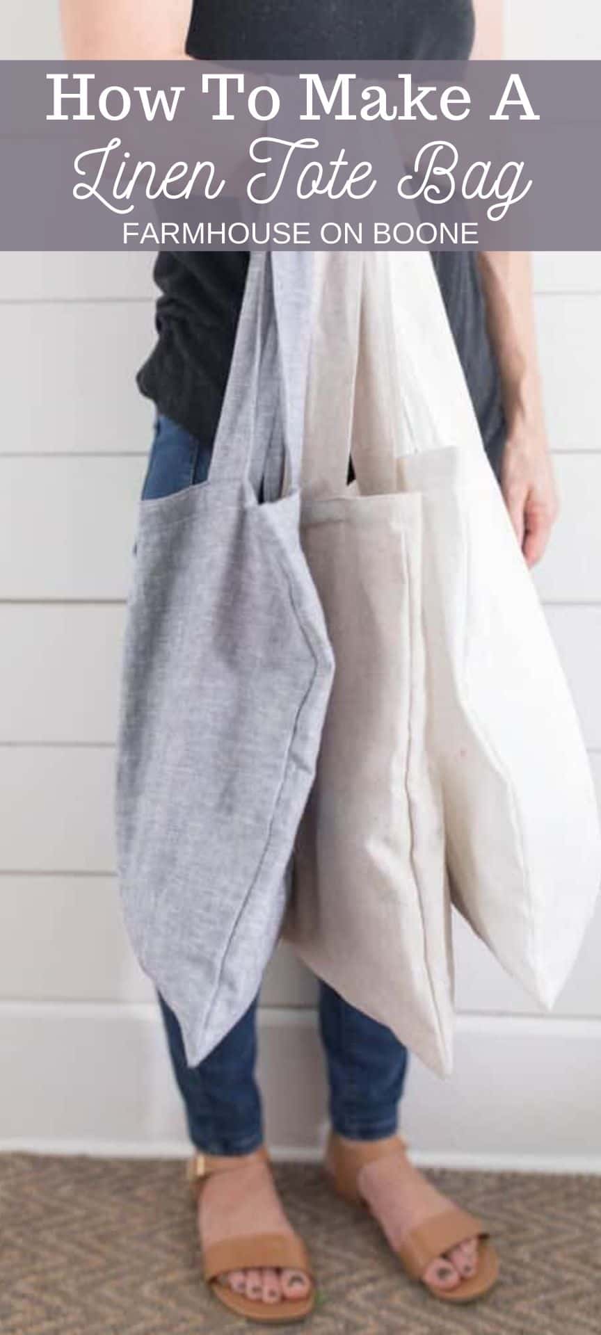 DIY Tote Bag With Linen Farmhouse on Boone