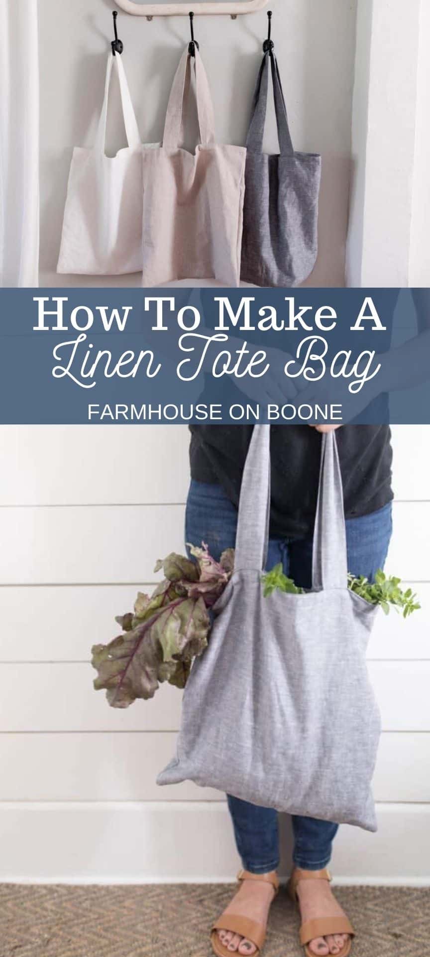 DIY Tote Bag With Linen - Farmhouse on Boone