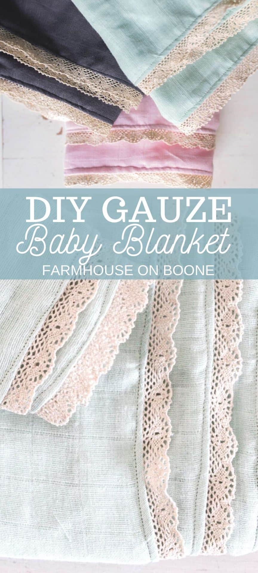 DIY Gauze Baby Blanket With Lace Trim Farmhouse on Boone