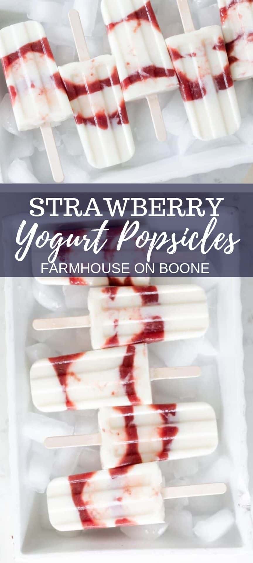 A layer of yogurt and strawberry jam in a popsicle mold.