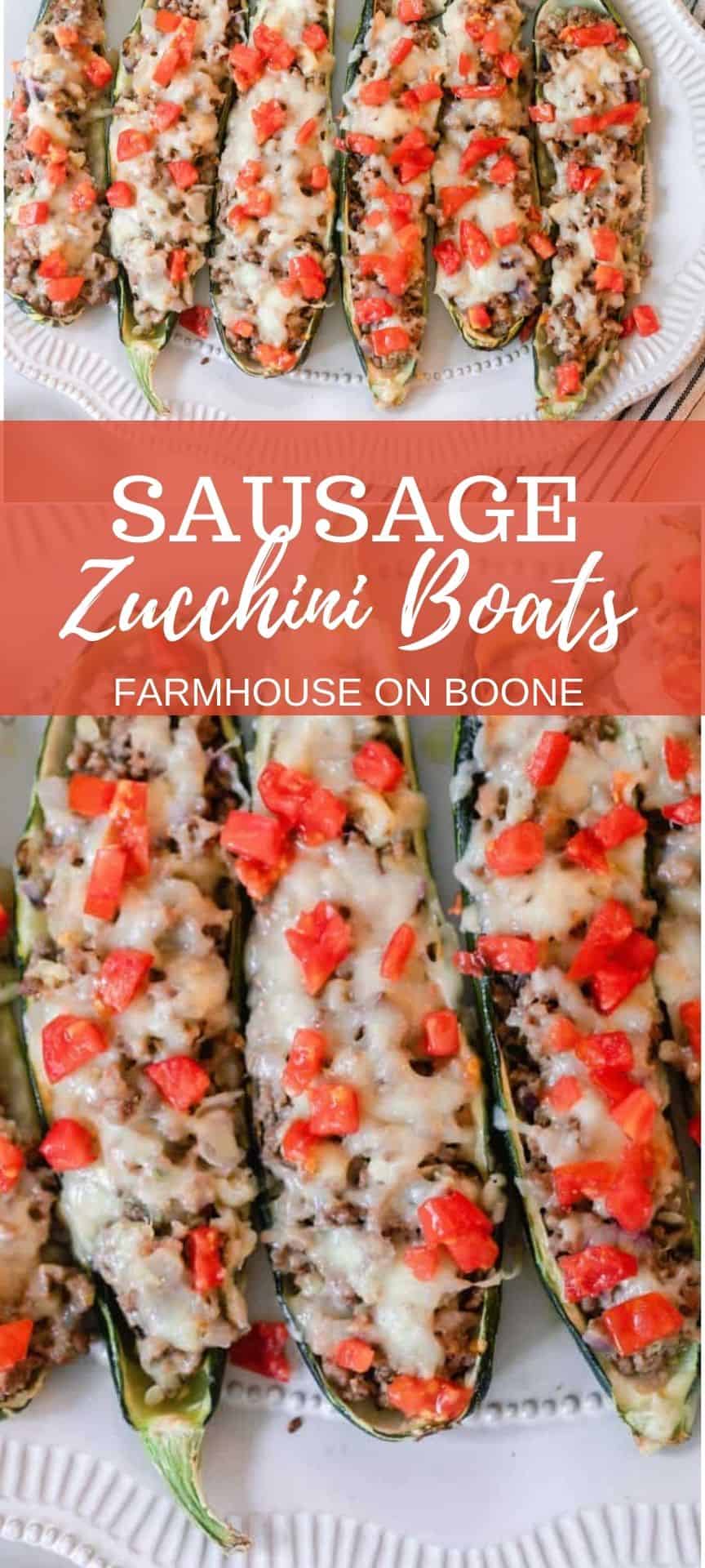 Sausage Zucchini Boats - Farmhouse on Boone