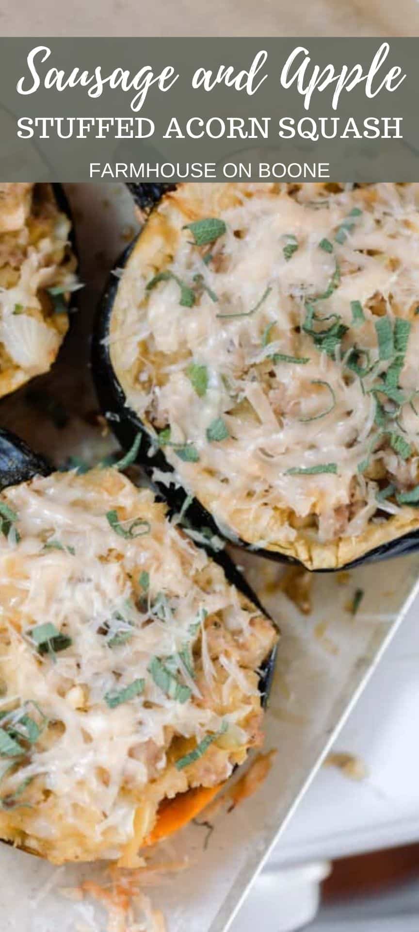 Stuffed Acorn Squash with Sausage and Apples - Farmhouse on Boone