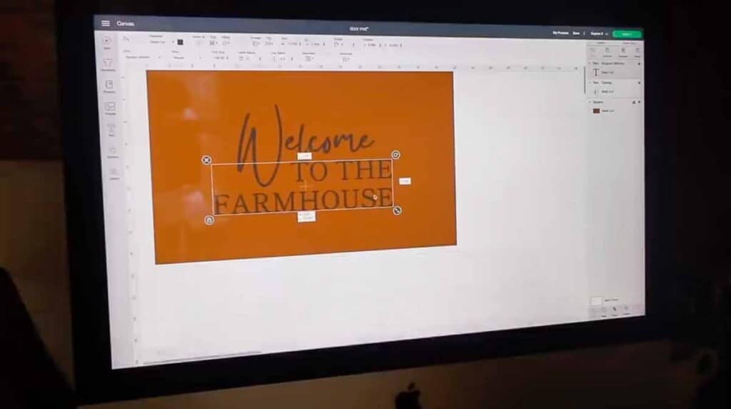 Cricut design being created on the computer