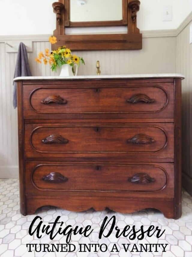Antique Dresser Turned Into Vanity Farmhouse on Boone