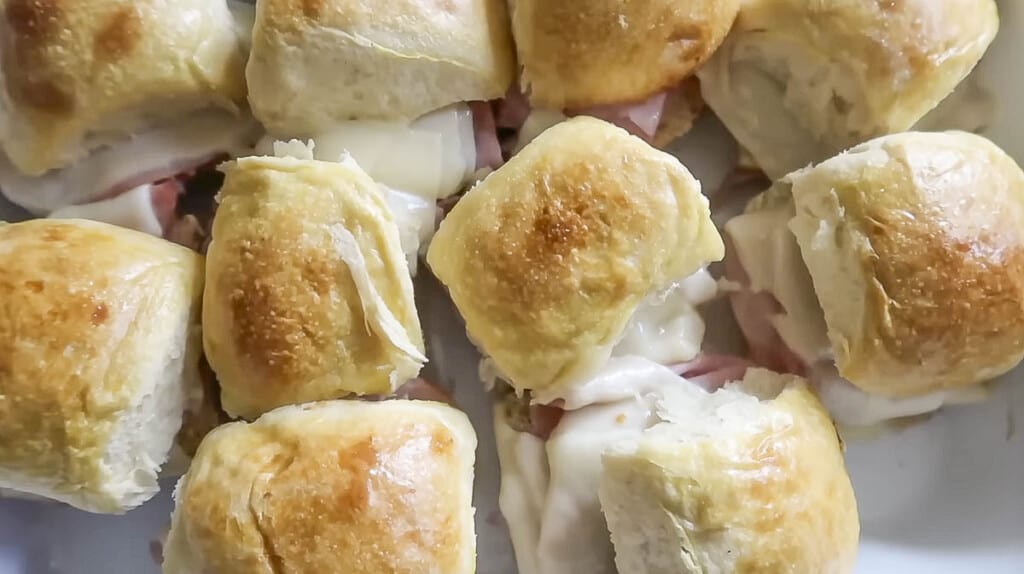 ham and swiss sliders on Hawaiian rolls
