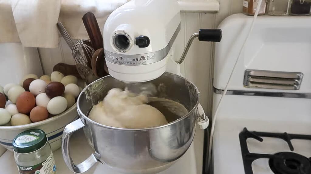 croissant dough in a stand mixer