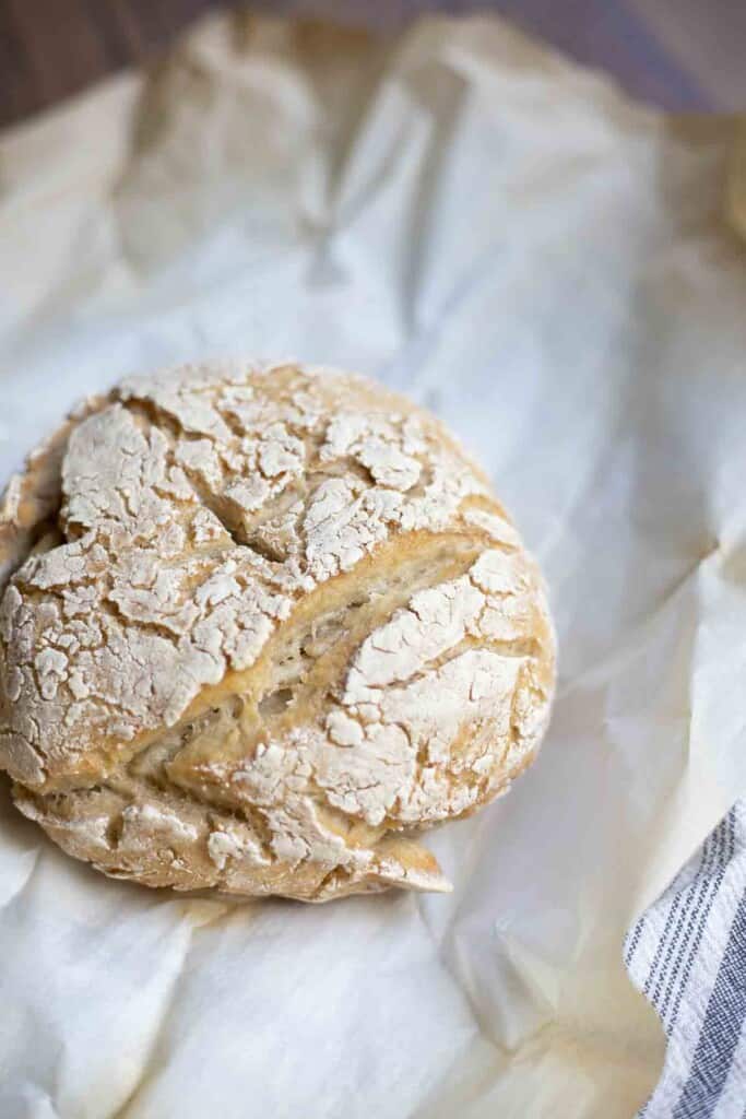 gluten free sourdough bread on parchment paper