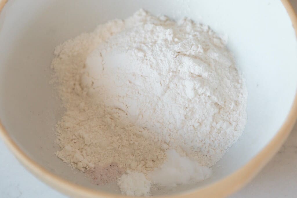 dry ingredients in a large iron stone bowl