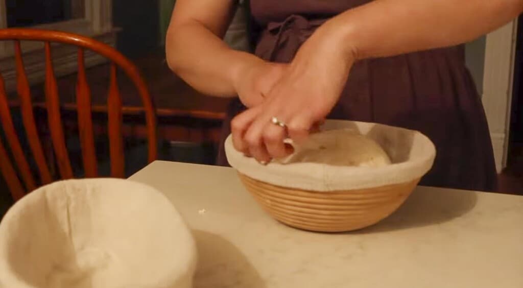 boule placed in a banneton basket