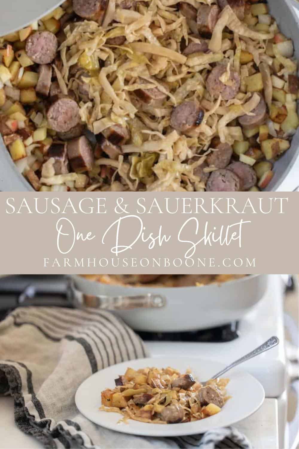 Sausage and Sauerkraut Skillet Recipe with Potatoes Farmhouse on Boone