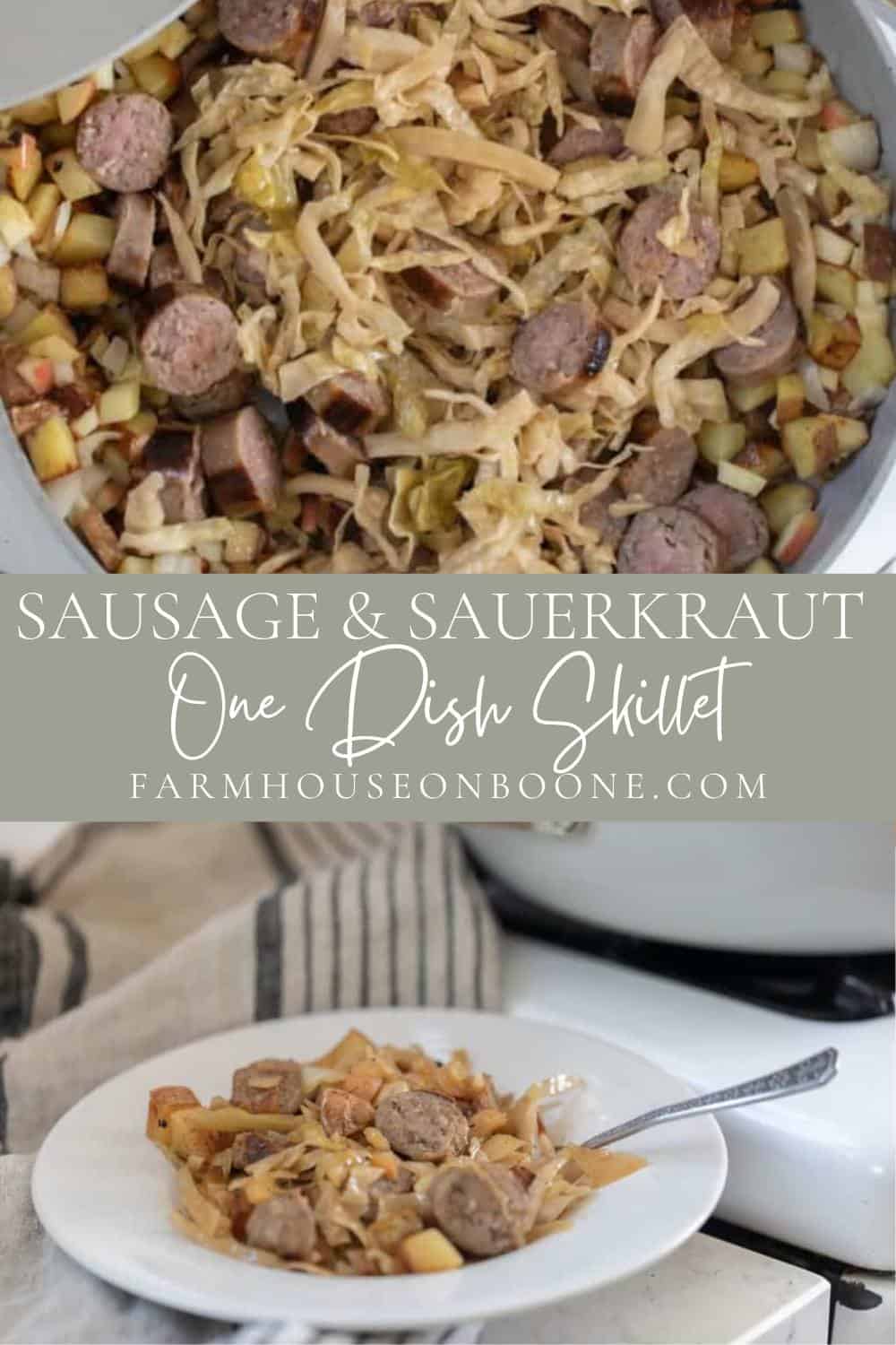 Sausage and Sauerkraut Skillet Recipe with Potatoes - Farmhouse on Boone