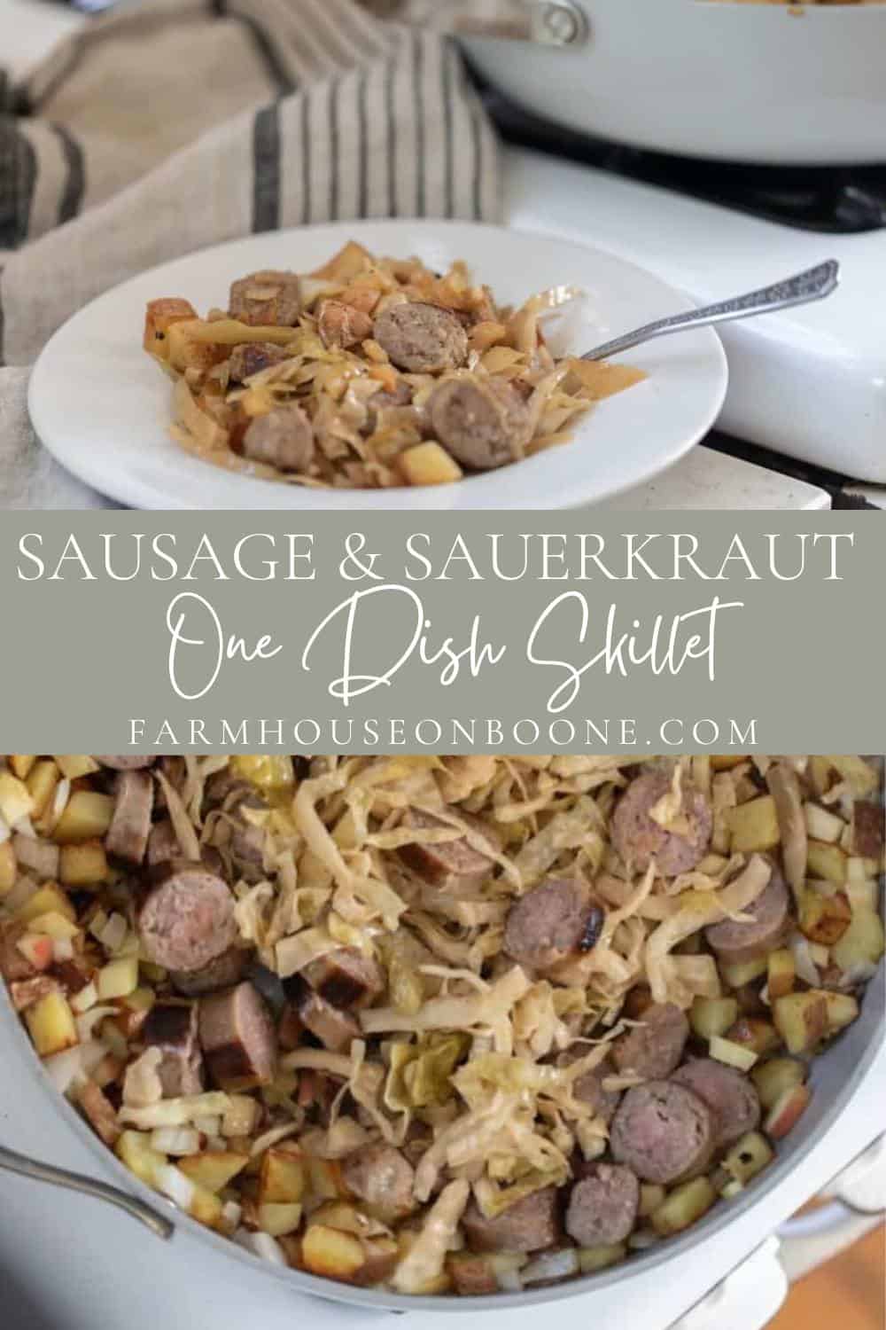 Sausage and Sauerkraut Skillet Recipe with Potatoes Farmhouse on Boone
