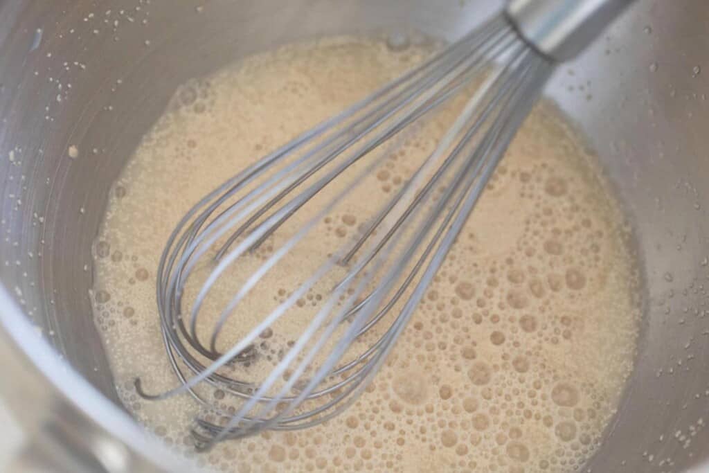 yeast and water mixed in a bowl