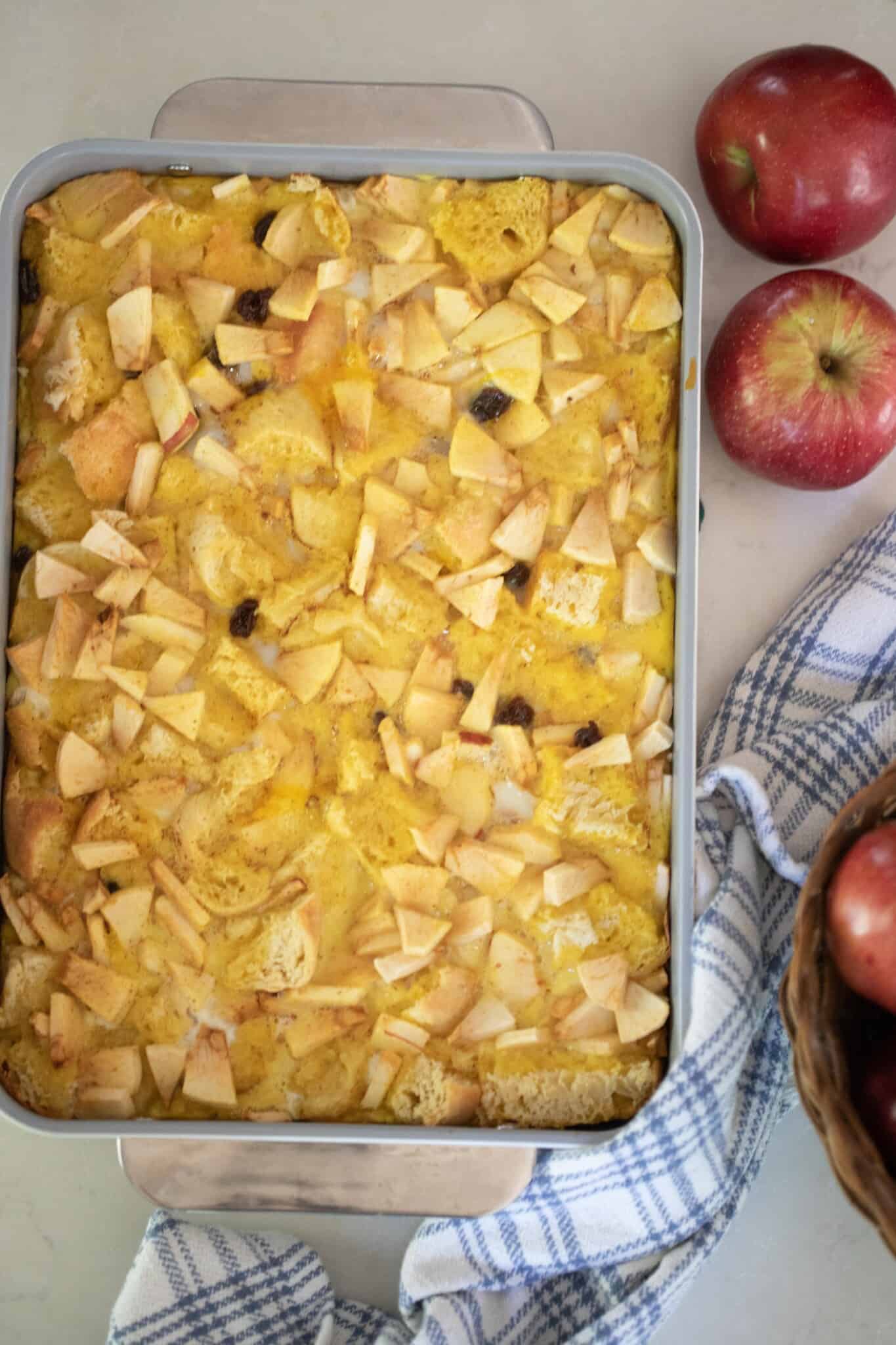 Sourdough French Toast Casserole with Apple, Cinnamon, and Raisin