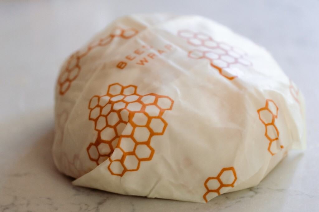 Sourdough loaf completely covered in a beeswax wrap