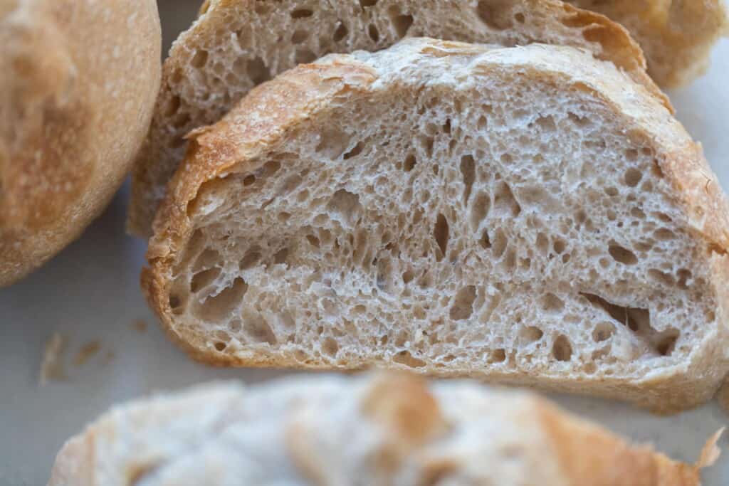 mini sourdough loaves sliced into