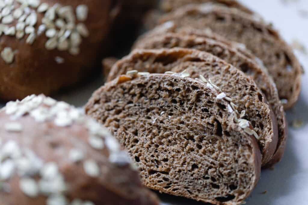 Slices of sourdough brown bread