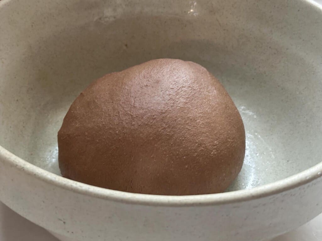 brown bread dough in a lightly oiled bowl