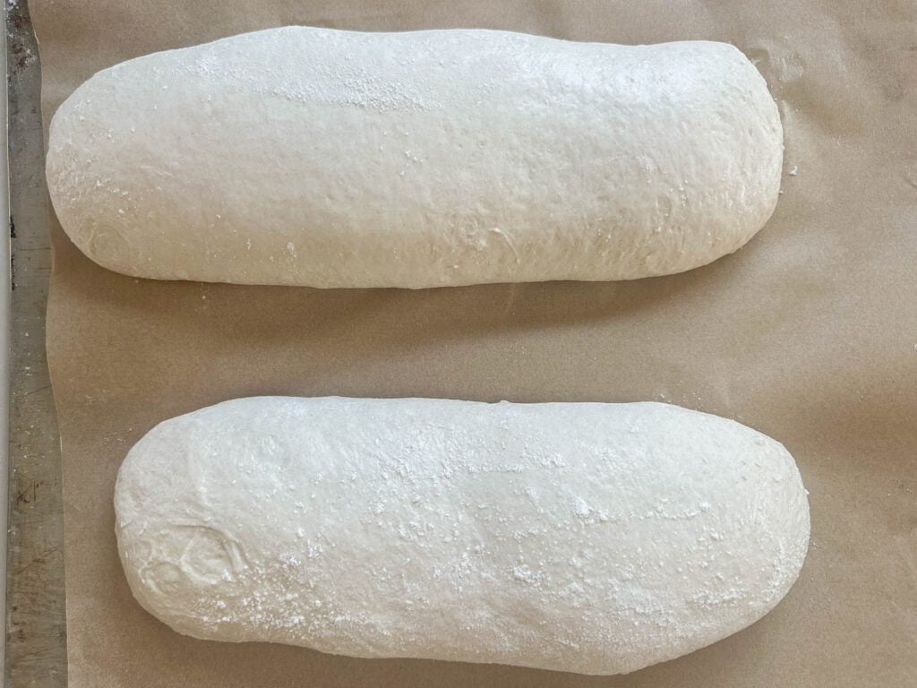 bread dough on parchment paper